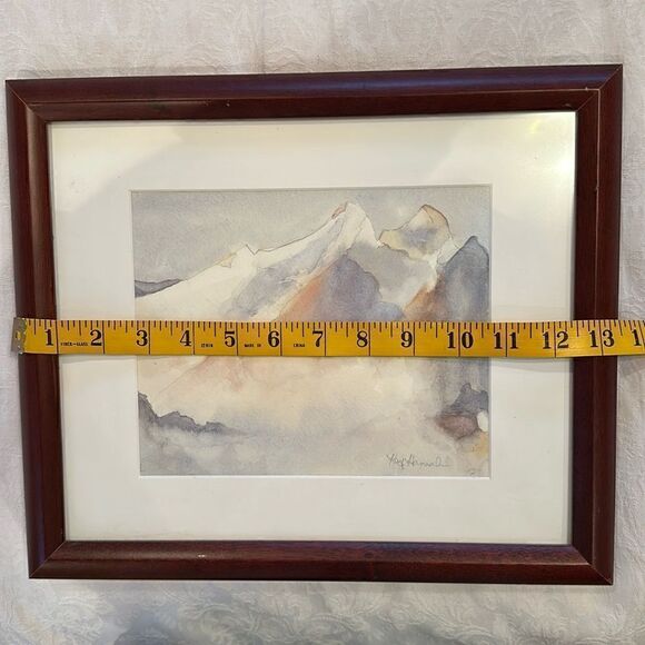 Art Watercolor Pastel Mountain Range Framed Signed Kay Hannah - Picture 5 of 12